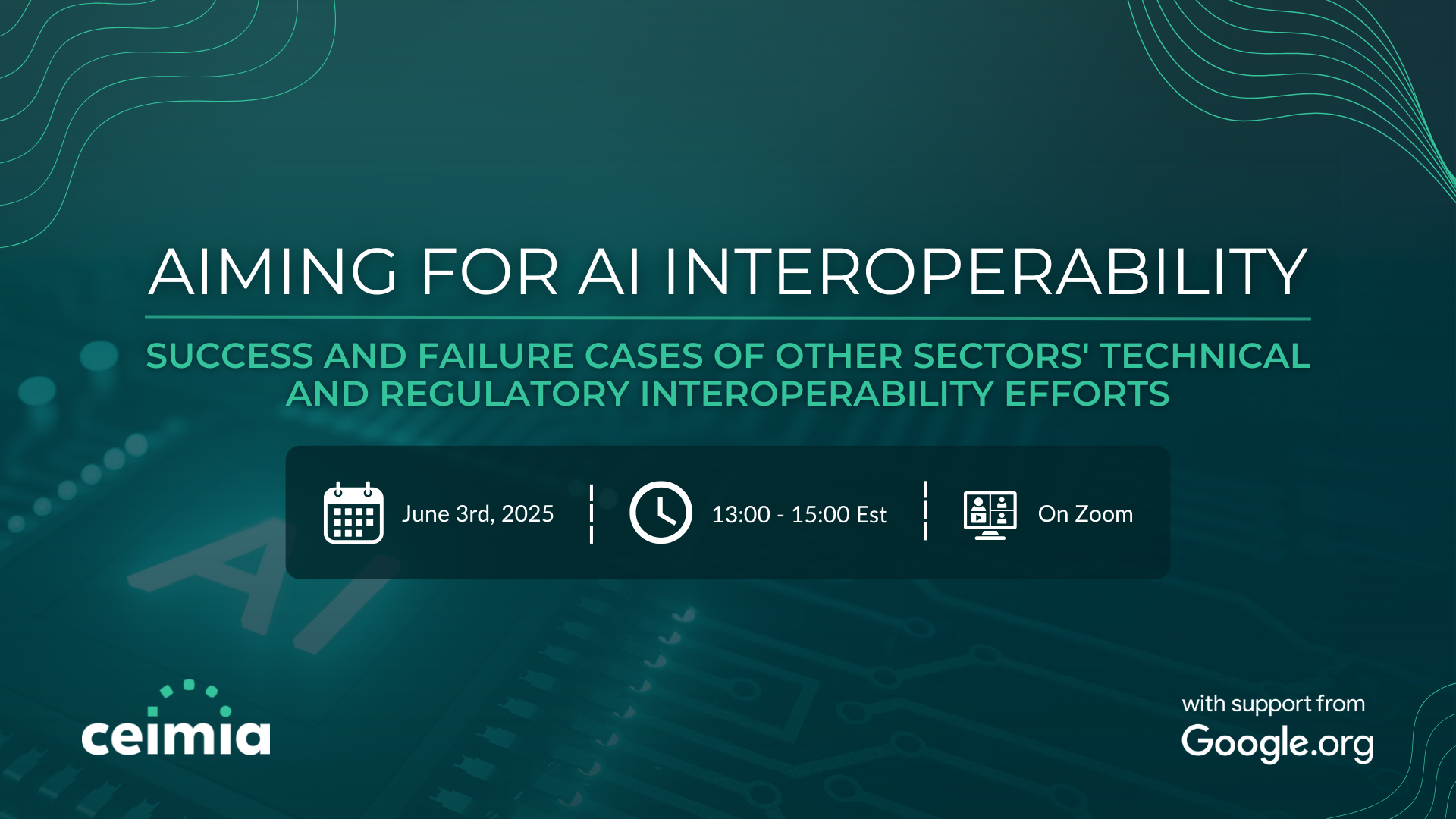Aiming for AI Interoperability webinar #2: Success and Failure Cases of other Sectors' Technical and Regulatory Interoperability Efforts visual